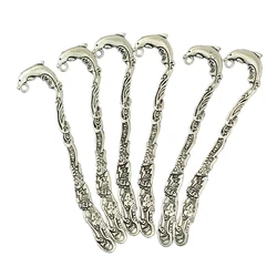 6x Tibetan  Vintage Dolphin Alloy Bookmarks With Hole for DIY Pendants Charms Jewelry School Office Stationery Supplies