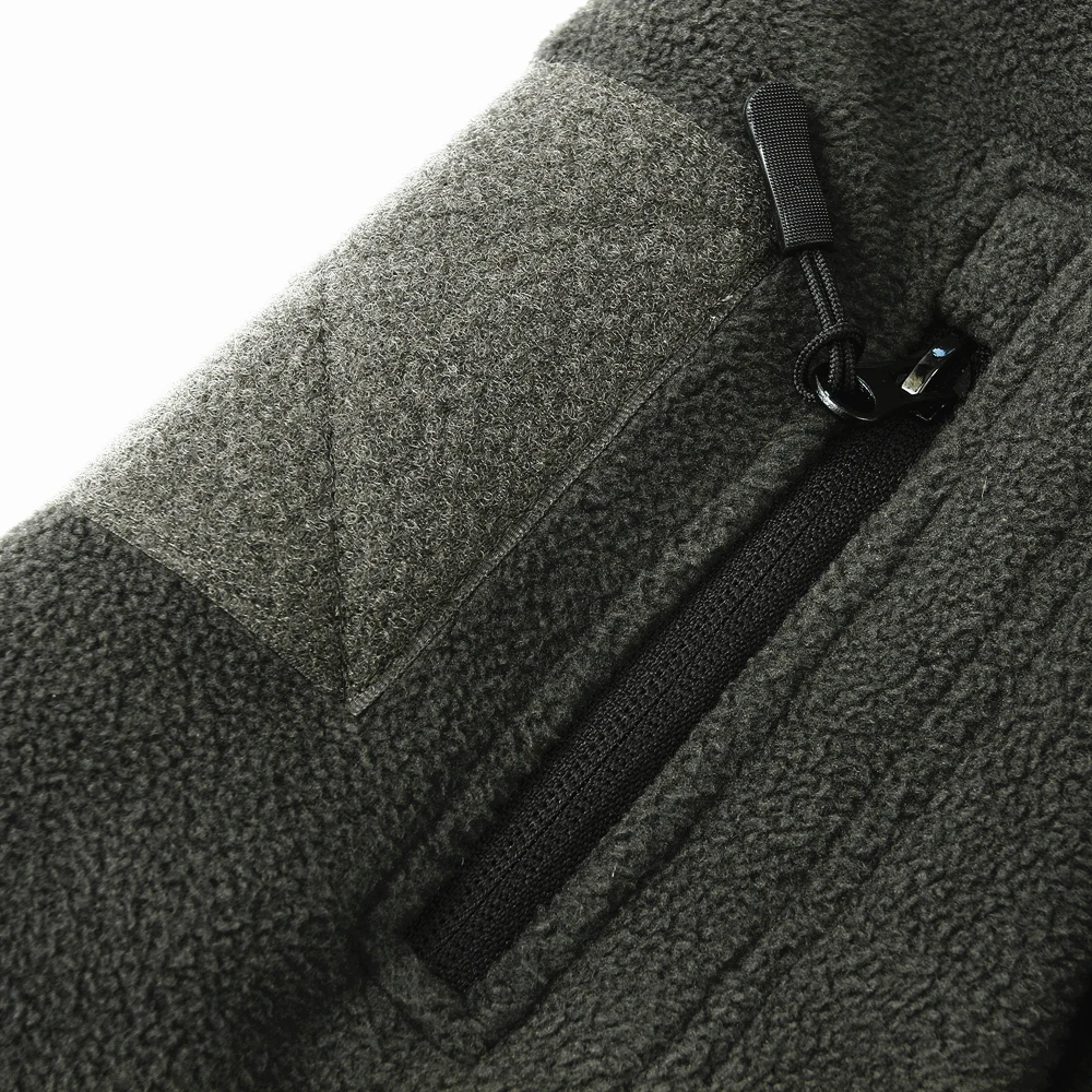 Mege casaco masculino de lã militar, jaqueta grossa com retalhos e bolsos polartec masculina