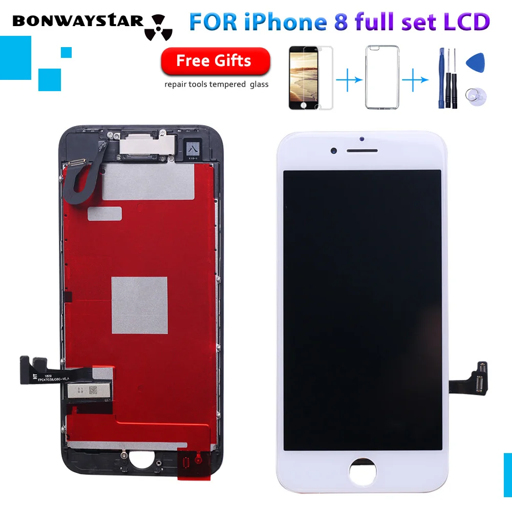 No Dead Pixe Full Set LCD Complete For Iphone 8 8G Touch Screen Digitizer Assembly Complete with 3D+front camera Flex 3 Gift