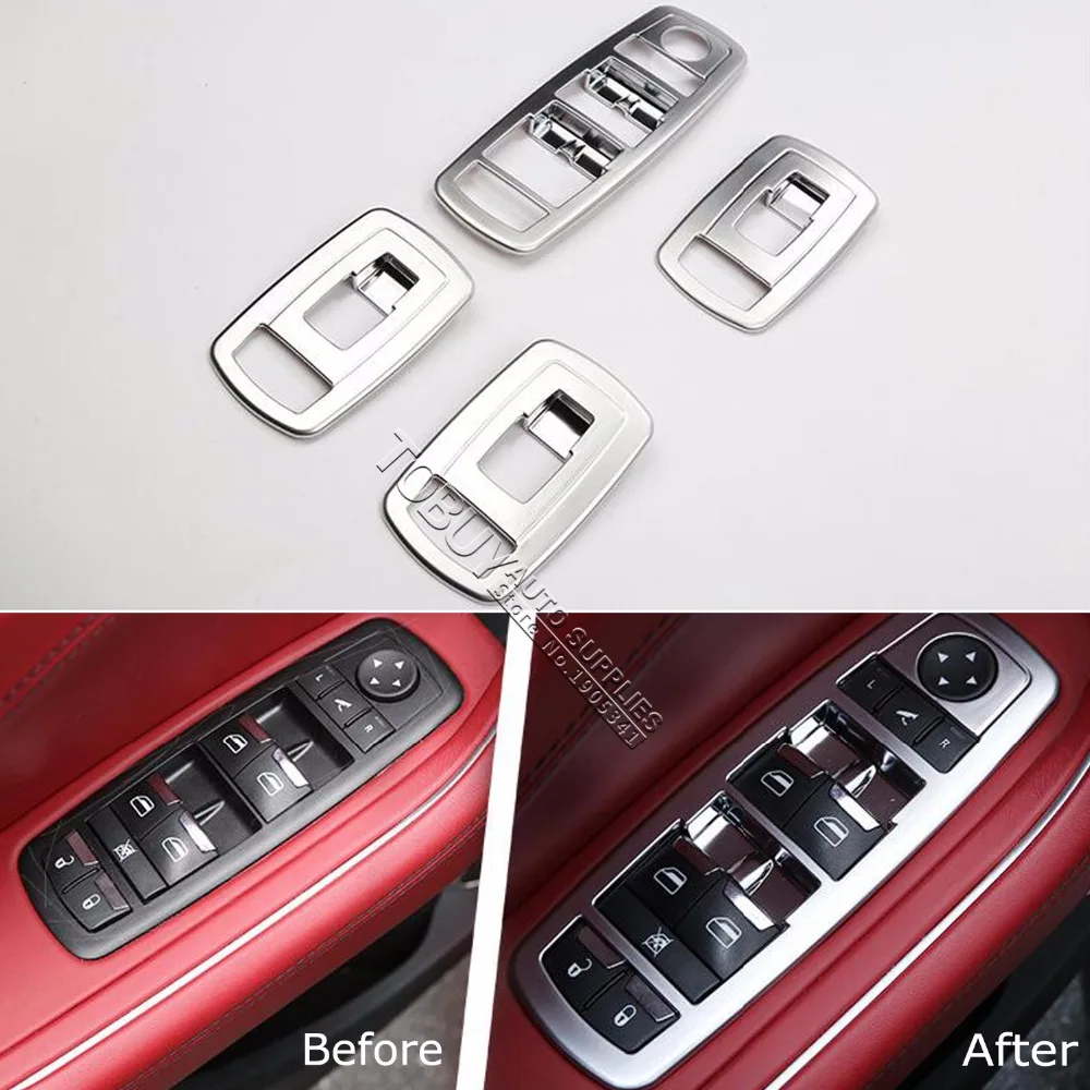 

TTCR-II Car Accessory For Maserati Levante 2016 ABS chrome Interior Window Lifter Switch Buttons Panel Trim Strip Plate Stickers