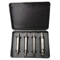 4pcs Double Side Drill Out Damaged Screw Extractor Out Remover Handymen Broken Bolt Stud Removal Tool Kit in case