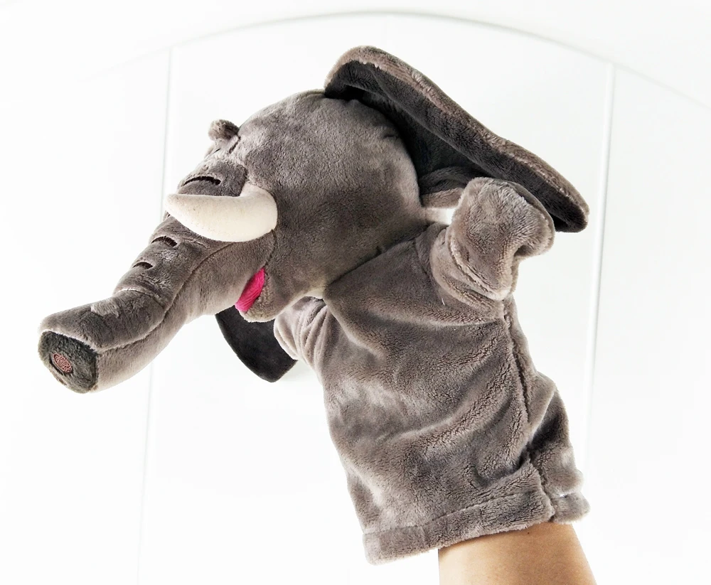 Children Long Nose Grey Elephant Hand Puppet Stuffed Plush Toy