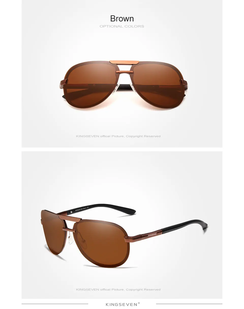 KINGSEVEN BRAND DESIGN Neue Polarisierte Randlose Sonnenbrille für Männer und Frauen, Pilotenrahmen, Sonnenbrille, Herren-Schutzbrille, UV400 Gafas De Sol – Detail 10