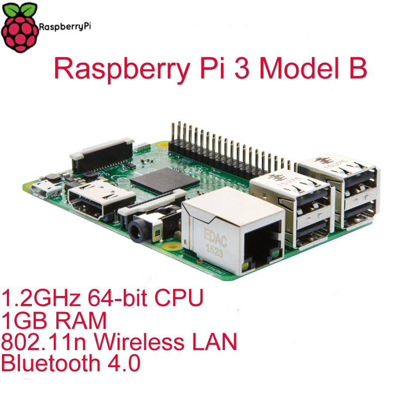 Original Raspberry Pi 3 Model B RPI 3 with 1GB LPDDR2 BCM2837 Quad-Core Ras PI3 B,PI 3B,PI 3 B with WiFi&Bluetooth