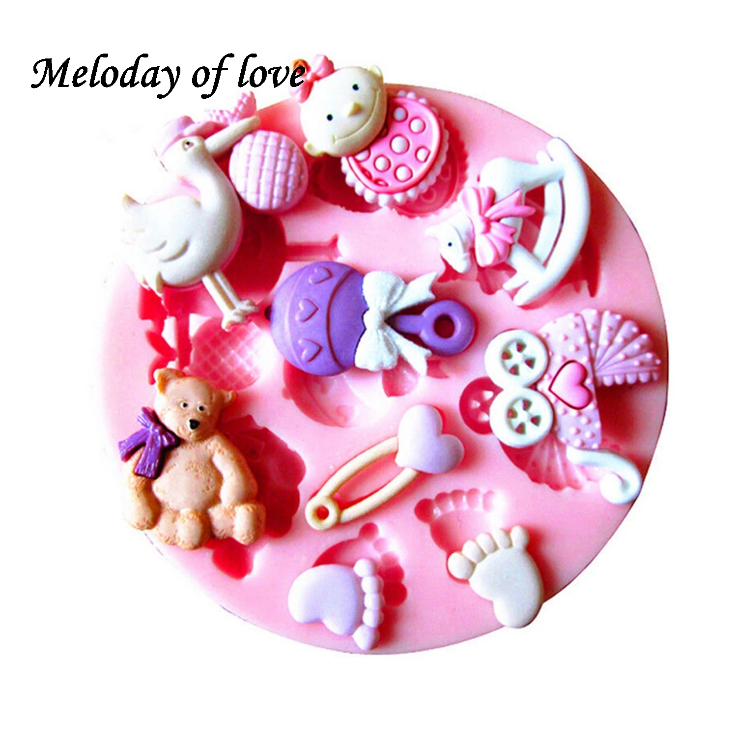 DIY For the baby shower favour gifts chocolate cake decorating tools  Trojan Baby carriage silicone Clay Molds T0060