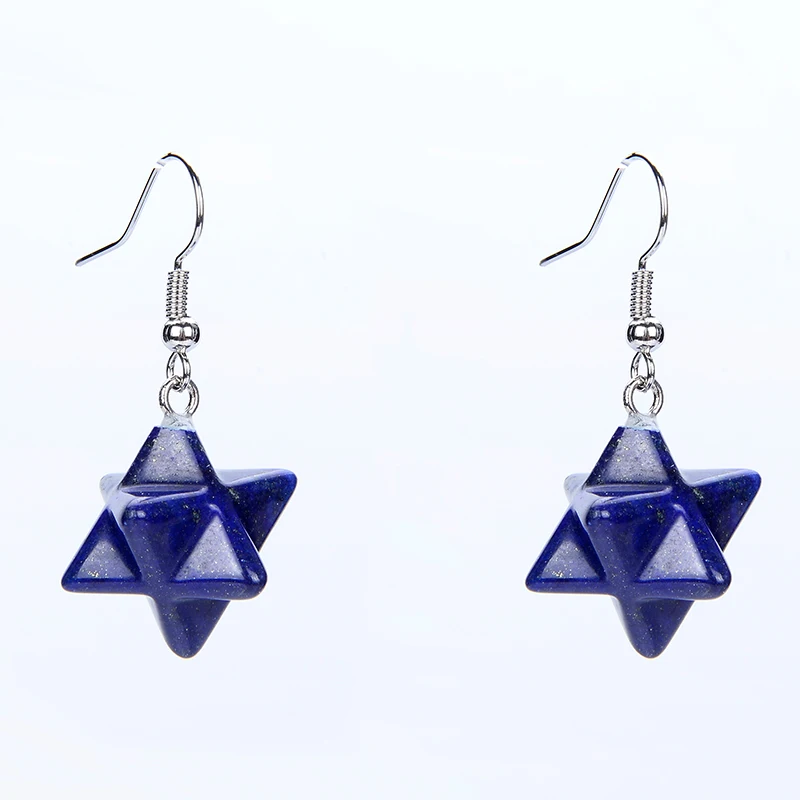 New Natural Stone Drop Earring White Pink Crystal Amethysts Lovely Merkaba Ear Hook Earrings Women Gifts Fashion Charm Jewelry