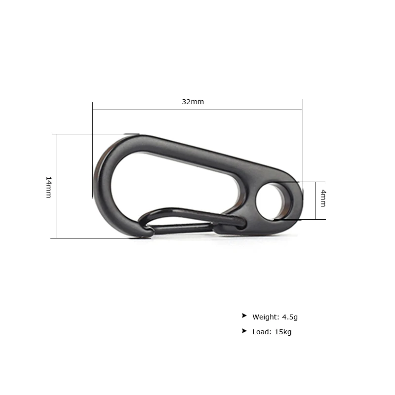 5Pcs Mini Tactical Spring Carabiner D Shaped Paracord Cord Buckle EDC Backpack Clasp Snap Hook Keychain Water Bottle SF Clip