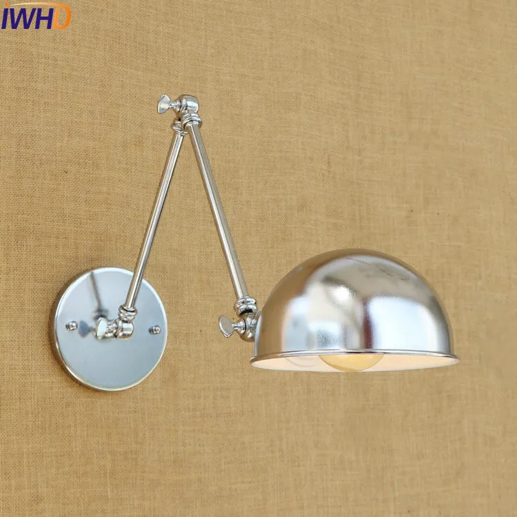 IWHD Silver Retro Vintage Wall Light LED Wandlampen Swing Long Arm Wall Lamp Loft Industrial Lighting Sconce Appliques Murales