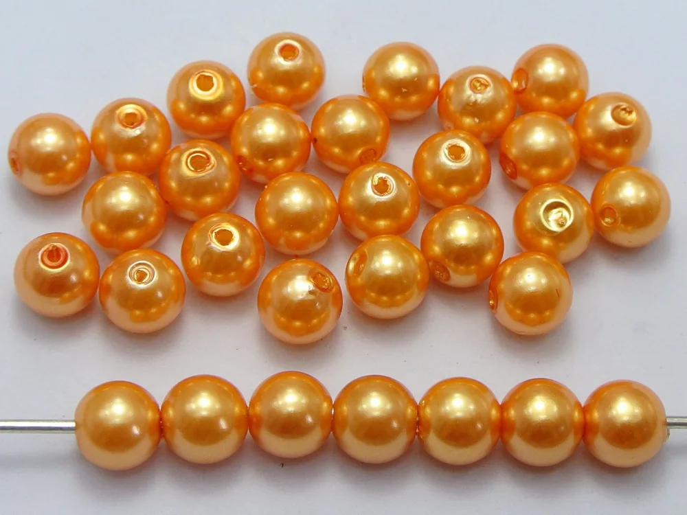 

100 Pcs 10mm Plastic Faux Pearl Round Beads Orange Imitation Pearl