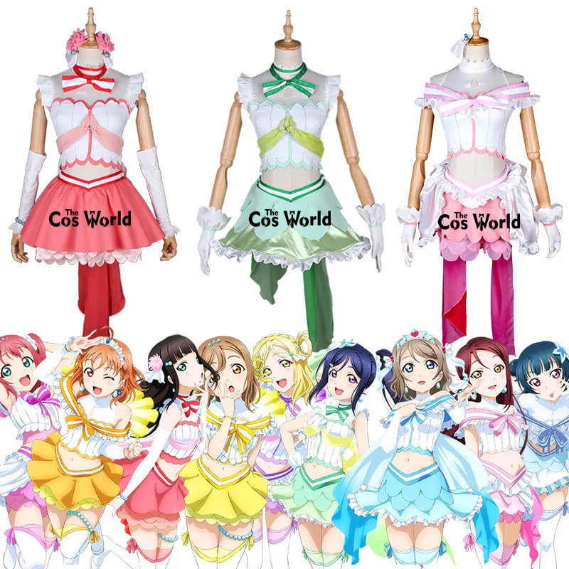 

Love Live Sunshine Aqours Koini Naritai Aquarium Fishtail 9 Characters Takami Chika Kurosawa Dia Ruby Riko Anime Cosplay Costume