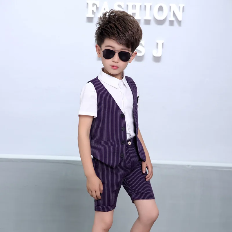 Boys Vest Suit for Wedding Kids 2PCS Vest+Shorts Gentleman Party Dress Boys Formal Suit Children\'s Day Graduation Tuxedo Costume