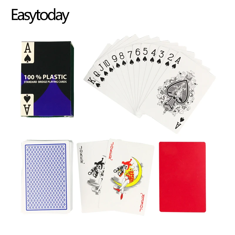 

Easytoday 1 шт./компл. ПВХ водонепроницаемые пластиковые игральные покер карты 2 цвета красный и синий баккара Техасский Холдем клубный игровой карты