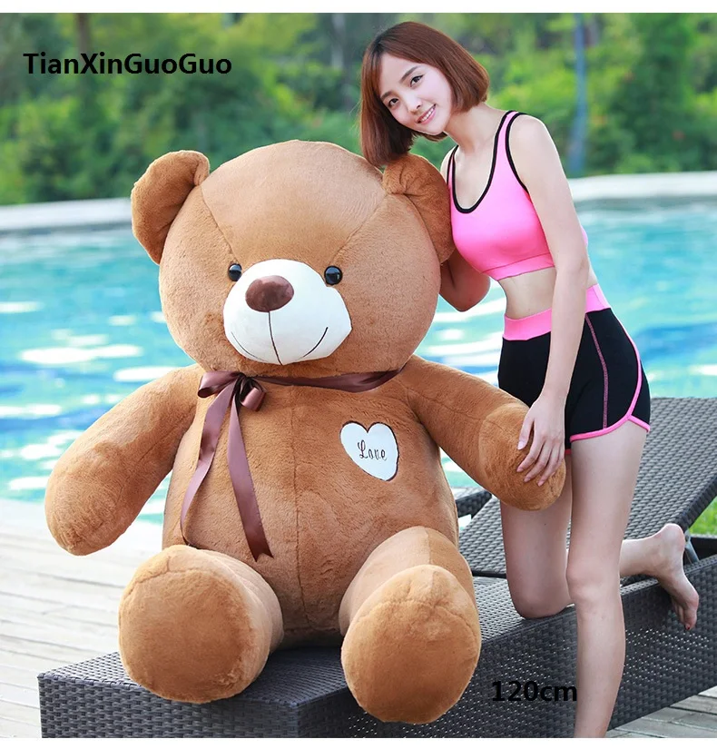 

stuffed fillings bear plush toy large 120cm dark brown teddy Bear,love bear doll soft hugging pillow birthday gift b0915