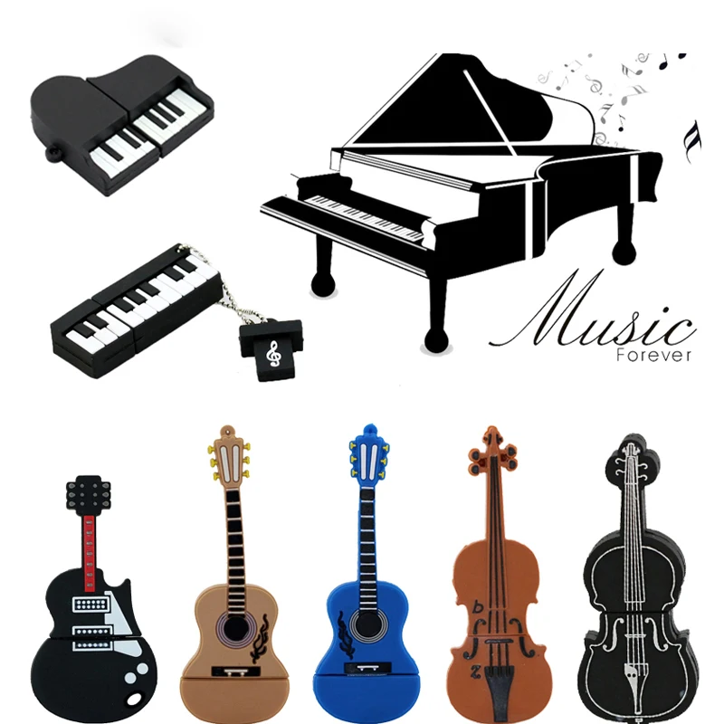 

9 Styles Musical Instruments Model USB Flash Drive Violin/Piano/Guitar Pen Drive 8GB 16GB 32GB Flash Memory Stick Storage U Disk