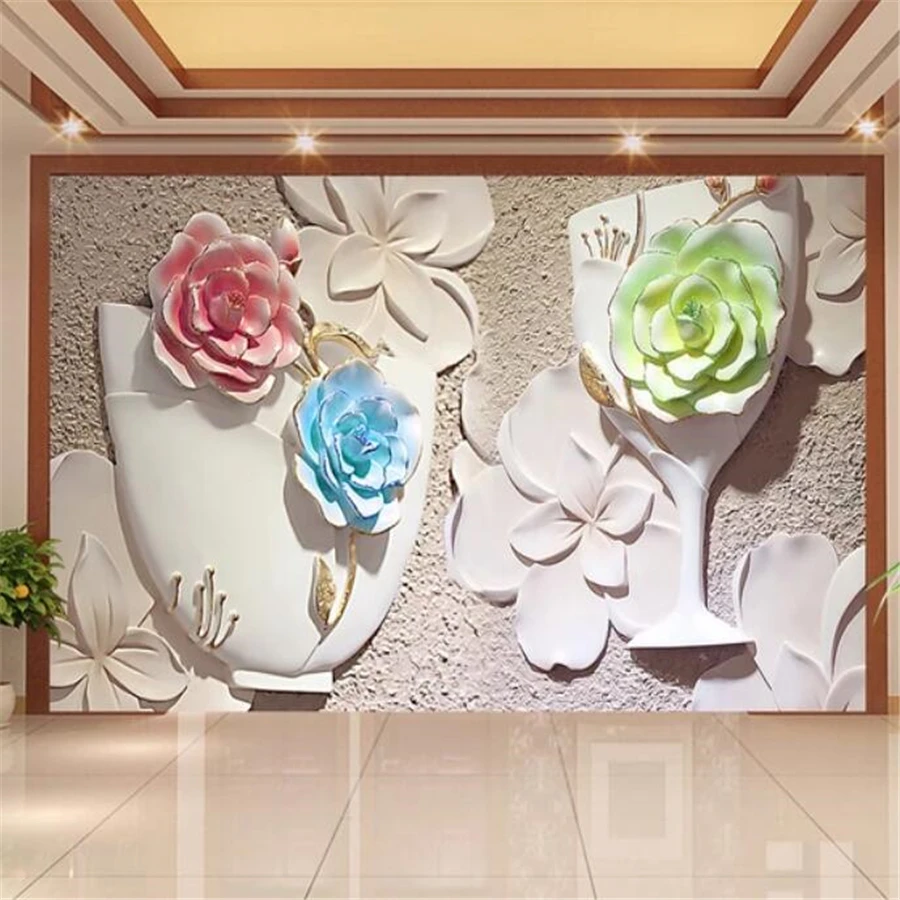 

wellyu Custom wallpaper 3D flowers open living room bedroom mural 5D background wall paper 8d papel de parede crystal painting