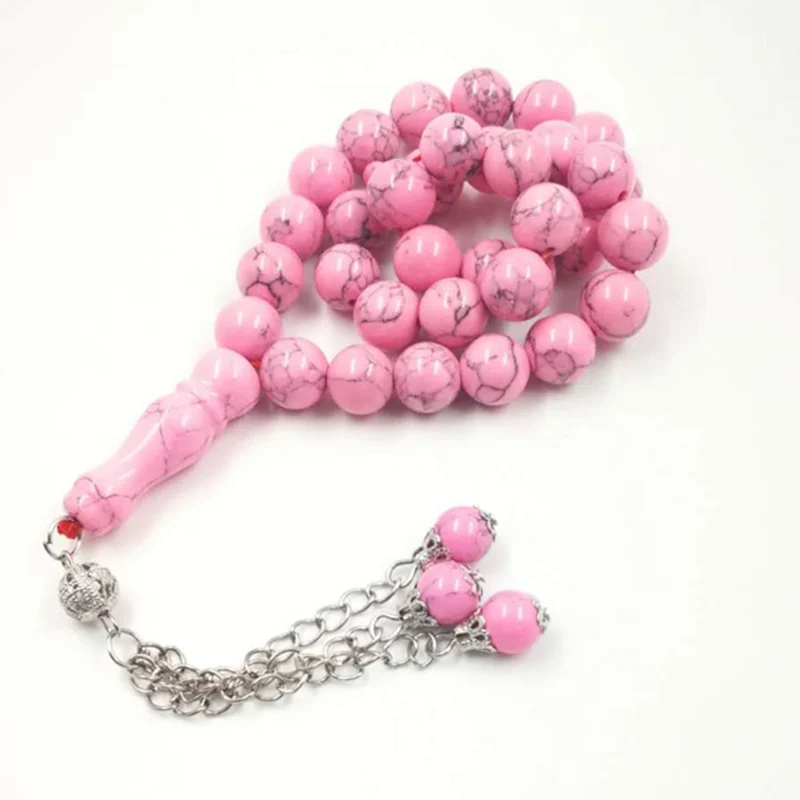 Muslim women Tasbih gift Pink Turquois Madam sabh prayer beads 33 beads stone misbaha