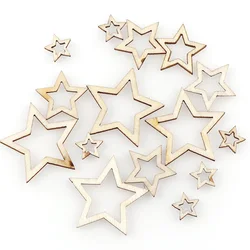 Formato della miscela 100 pezzi Stelle scavate Artigianato in legno per arti Scrapbooking Abbellimenti Matrimonio Fette di legno fai da te Decorazione della casa