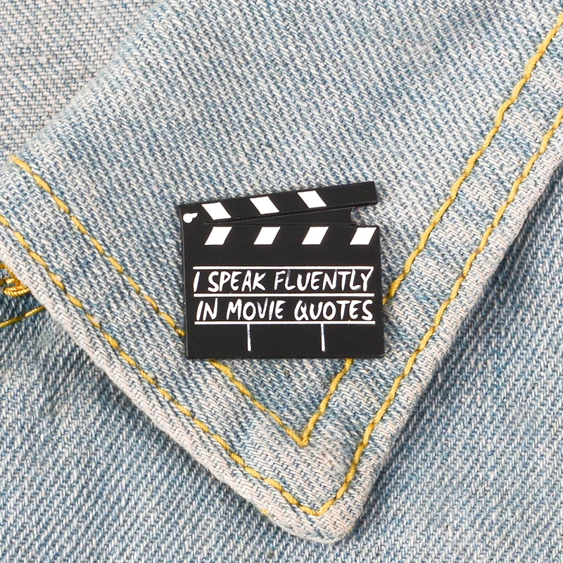 I Speak Fluently In Movie Quotes ! Film and television crews Clapperboard Clap-stick Enamel Brooch Pin badge Jewelry Collection