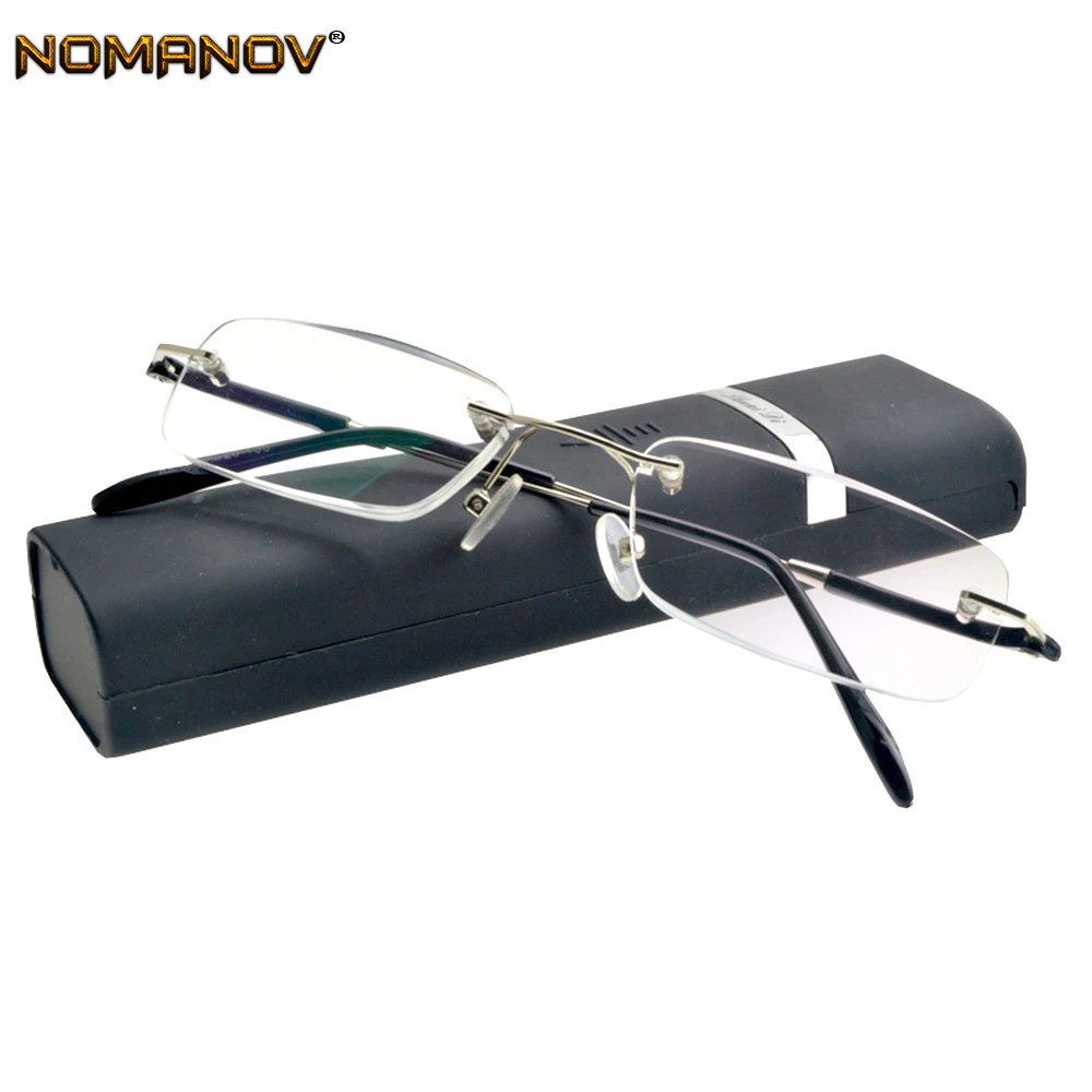 Business Rimless Frameless Ultra-light Portable Blue Light Blocking Reading Glasses +0.75 +1 +1.25 +1.5 +1.75 +2 +2.25TO+4