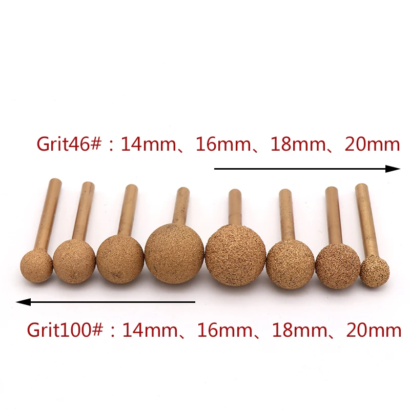 1pcs 6mm Shank sphere shape Brazed  Diamond Grinding Head Burrs Carving Peeling 12mm-25mm For Jade Stone Concrete Ceramic