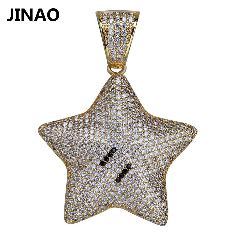 JINAO New Hip Hop Punk Star Charm Bling pendant necklace With Chain creative Jewelry For Gift