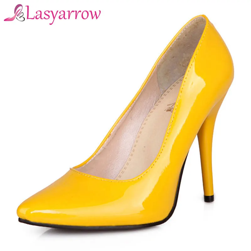 Lasyarrow Brand Shoes Woman High Heels Women Pumps Stiletto Thin Heel Pointed Toe Patent leather Zapatos Feminina Shallow RM040