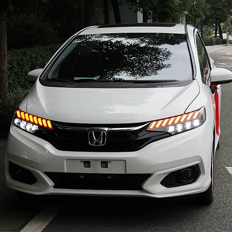 tuning cars Headlight For Honda FIT JAZZ GK5 2018 Headlights LED DRL Running lights Bi-Xenon Beam Fog lights angel eyes Auto