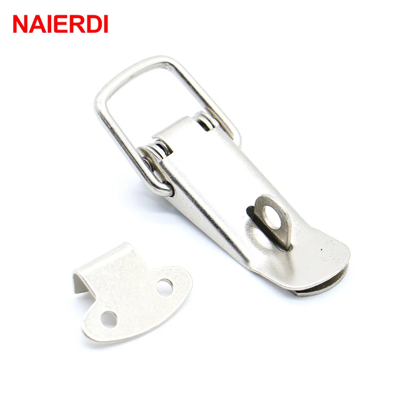 NAIERDI-J106 Cabinet Box Locks Spring Loaded Latch Catch Toggle 27*63 Iron Hasps For Sliding Door Window Furniture Hardware