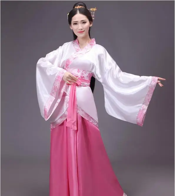 Traje de dança feminino chinês folclórica antiga hanfu vestido desempenho fada clássica