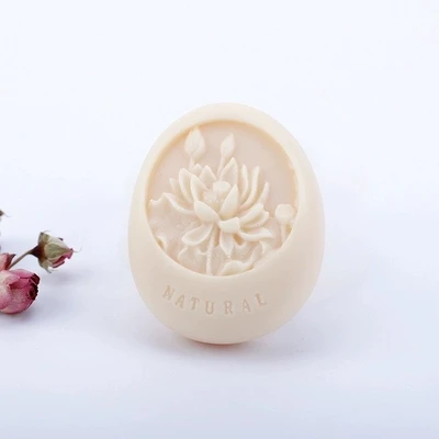 PRZY Oval Lotus Flower Soap Mold Silicones Moulds DIY Handmade Soaps Making Mould Aroma Stone Rubber Eco-friendly 001