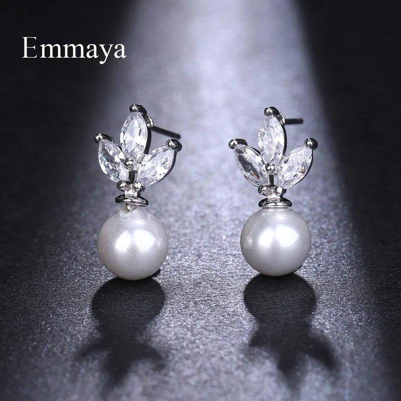 Emmaya Luxury Austrian Clear Cubic Zirconia Earrings for Women Imitation Earrings Ear Dangle Women Girl Jewelry