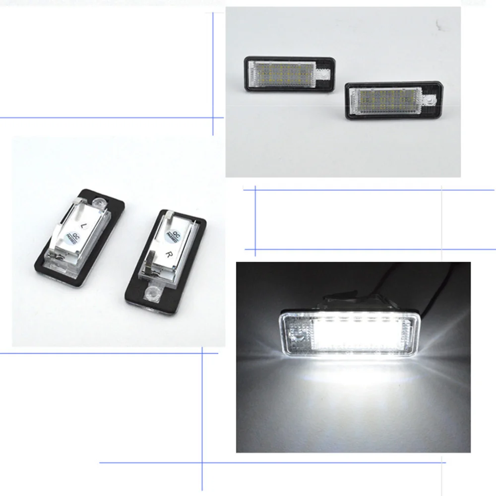 Lumière de plaque d'immatriculation pour A3/S3 04-12 A4 S4 A6 C6 RS4 S6 05, lumière blanche brillante 18LED, 2 pièces