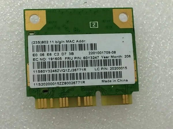 Novo para realtek rtl8188ce metade mini pci-e wifi cartão sem fio para ibm lenovo e530 e535 e435 e420 e325 x230 60y3247