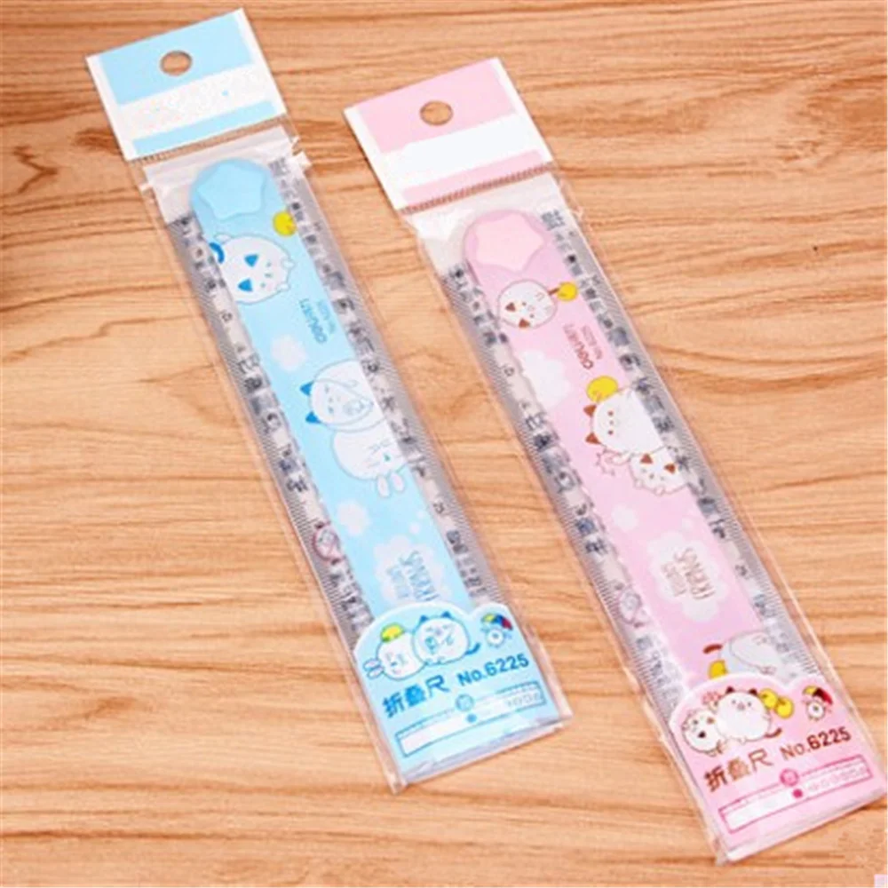 4pcs/lot 30cm Kawaii Candy Color Multifunction Folding Plastic Straight Ruler For Kids Creative Student Gift Office Stationery