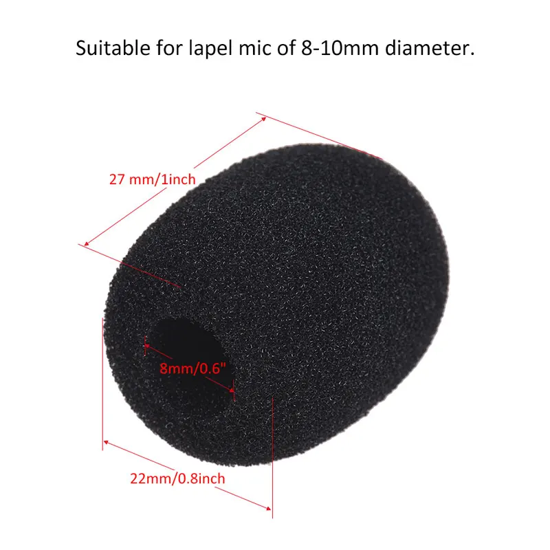 Immagine 3: Mini Mikrofon Parabrezza Risvolto Cuffia Microfono Microfono Copertura in schiuma Nero Confezione da 10