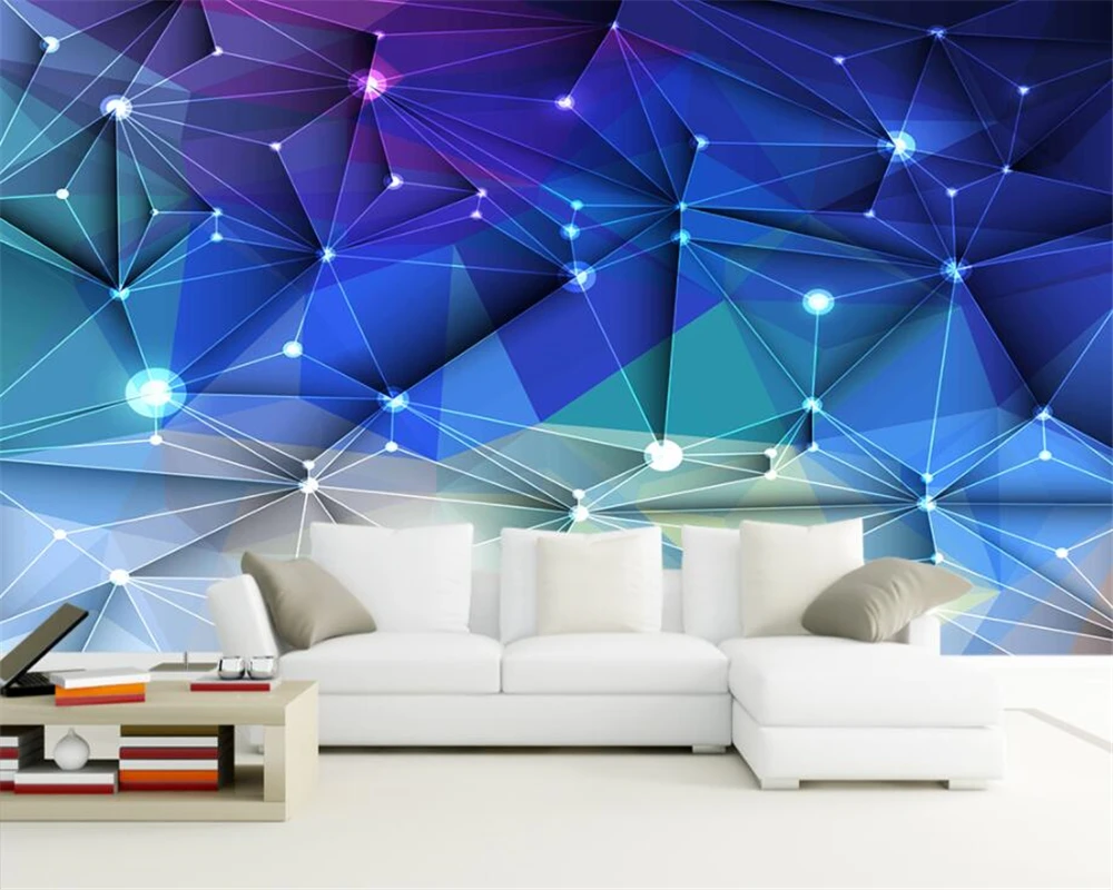 beibehang Custom Photo Wallpaper Abstract blue geometric polygon sky KTV bar restaurant background wall wall papers home decor