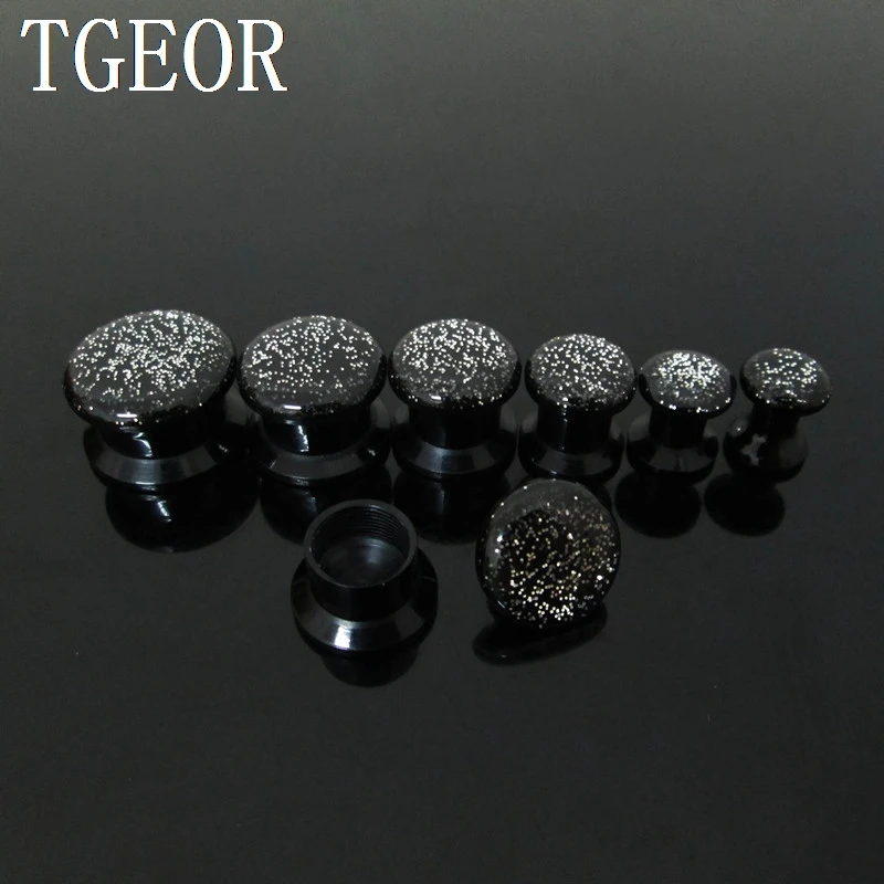 NEW body jewelry 1 pair mixed gauges glitter acrylic multi colors internally thread ear Flesh Tunnel free shipping
