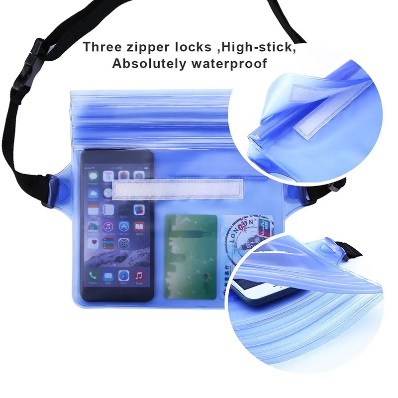 Waterproof Dry Bag Pouch For Phone Bag Adjustable Waist Strap Shoulder Bags Underwater Case For Beach Swimming Boating Fishing