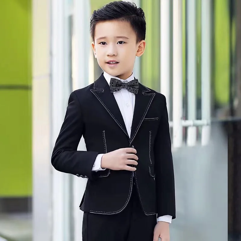 

New Style Notched Lapel Boy Suits One Button Wedding Suits Children Party Tuxedos boys Smoking blazer (jacket+pant+vest)