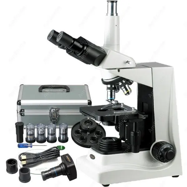 Phase Contrast -AmScope Supplies 40X-1600X Turret Phase Contrast Trinocular Microscope w 10MP Camera SKU: T600A-PCT-10M