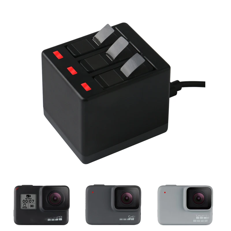 

New 3-Way Hero 8 Battery Charger LED Charging Box Carry Case Battery Housing for GoPro Hero 8 7 Hero 6 5 Black Accessories