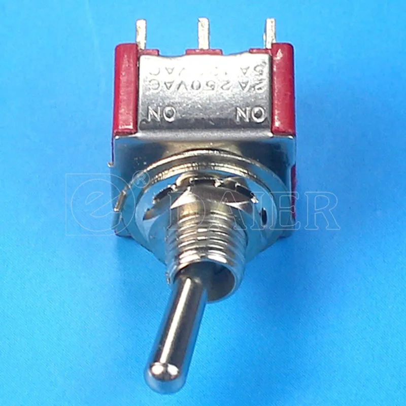 10Pcs Toggle Switch ON/ON Latching DPDT Mini Rocker Switches MTS-202 6A 250VAC 6 Pin With Solder Terminal