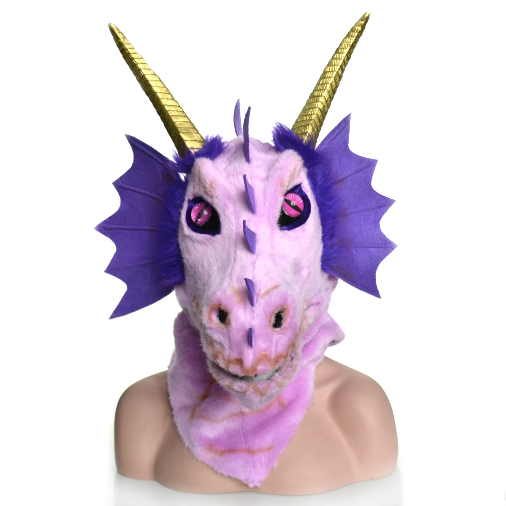 

2022 HUITAI FURRY HANDMADE INTERNET CELEBRITY JAW MOVING MASKS PURPLE DARGON FULL-FACE MASKS COSTUME PROPS