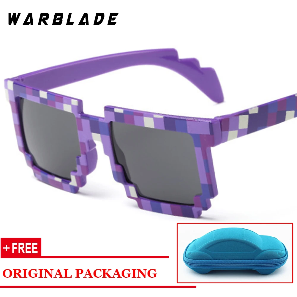 Hot Kids Sunglasses Creeper Glasses Mosaic Sports Goggles Glasses Boys Girls Pixel Square Eyewares with box