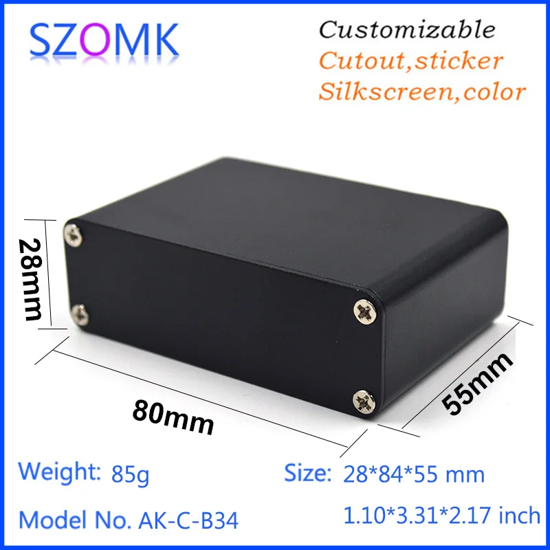 10Pcs 28*84*55mm aluminum enclosure for pcb outlet boxes szomk electrical aluminum housing amplifier enclosure project case