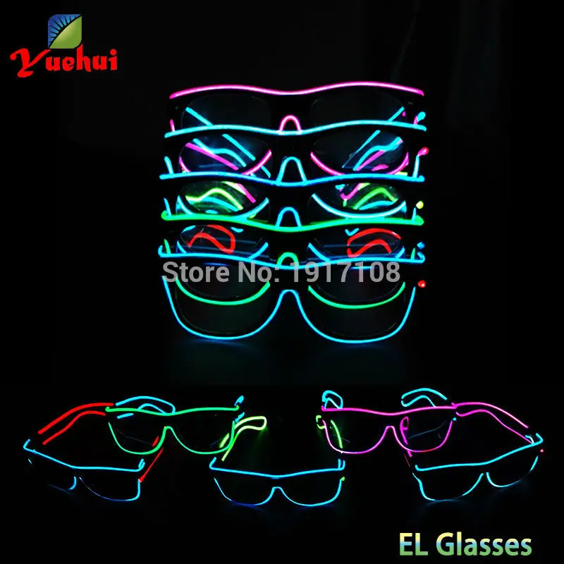 Artificial Flashing Double color Glasses Powered By DC-3V 5 Trendy style EL Wire Cold Light Tube Rope Birthday Party Decoration