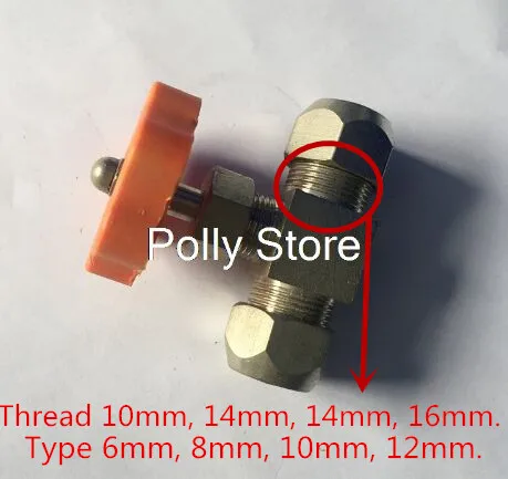 1 PC 6 millimetri 8 millimetri 10 millimetri 12 millimetri Diametro Del Foro di Plastica Arancione Manico In Metallo Tubo Ad Alta Pressione Resistente tipo di ago Valvola di Globo