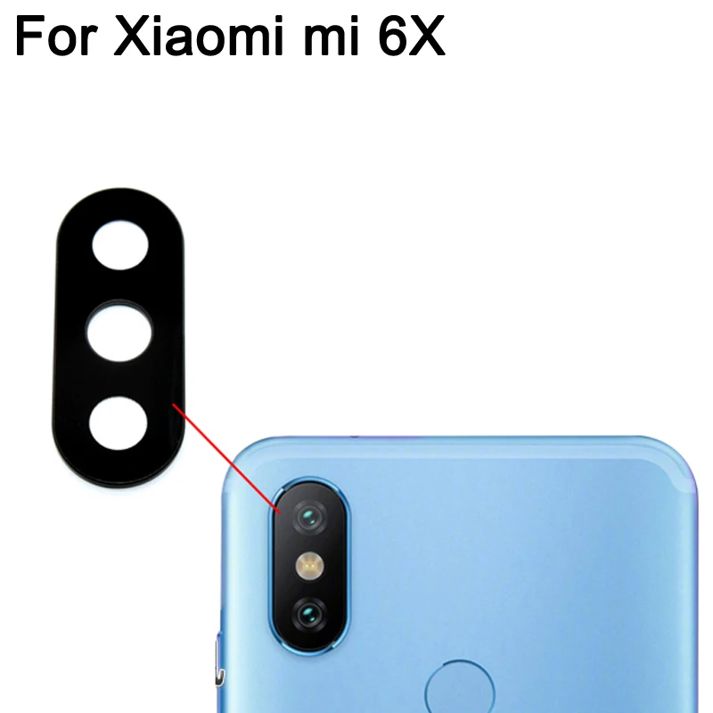 Couvercle de lentille de caméra arrière en verre avec autocollant, pièces de rechange pour xiaomi mi 6X mi6X, nouveau