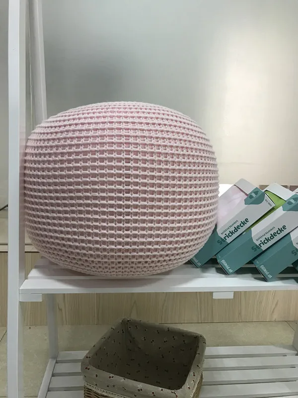 Nuovo POUF per casa cuscino rotondo in lana lavorato A maglia POUF prendi un cuscino per i piedi