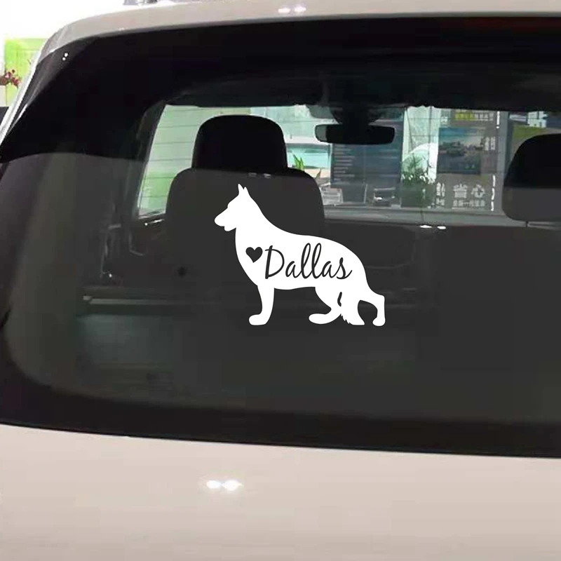 German Shepherd Decal Personalized Dog Name Vinyl Sticker , Custom Pet Dog Silhouette Removable Decals Sticker Car Laptop Decor